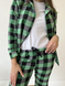 Домашня жіноча піжама 3-ка COSY у клітинку зелено/чорна (сорочка+штани+футболка) 11382214 фото 4 Kolgotochka