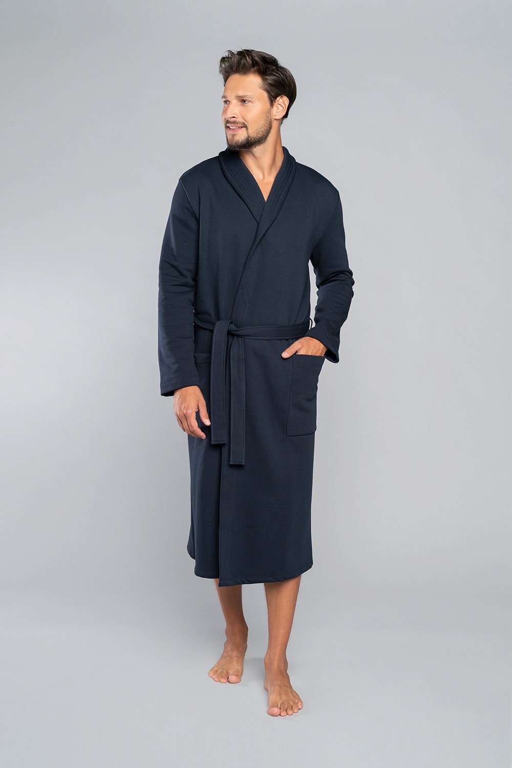Халат чоловічий Italian Fashion WITOLD довгий рукав, XL, синій