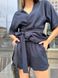 Женский льняной костюм Lotos (кимоно и шорты), S-M, темно-синій